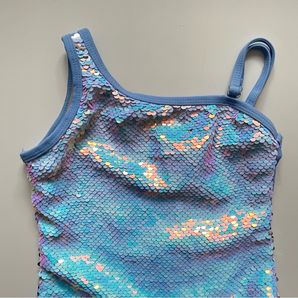 Shade Critters Girls One-piece One Shoulder Peri Flip Sequin Swimsuit - Size 3T - Picture 4 of 15